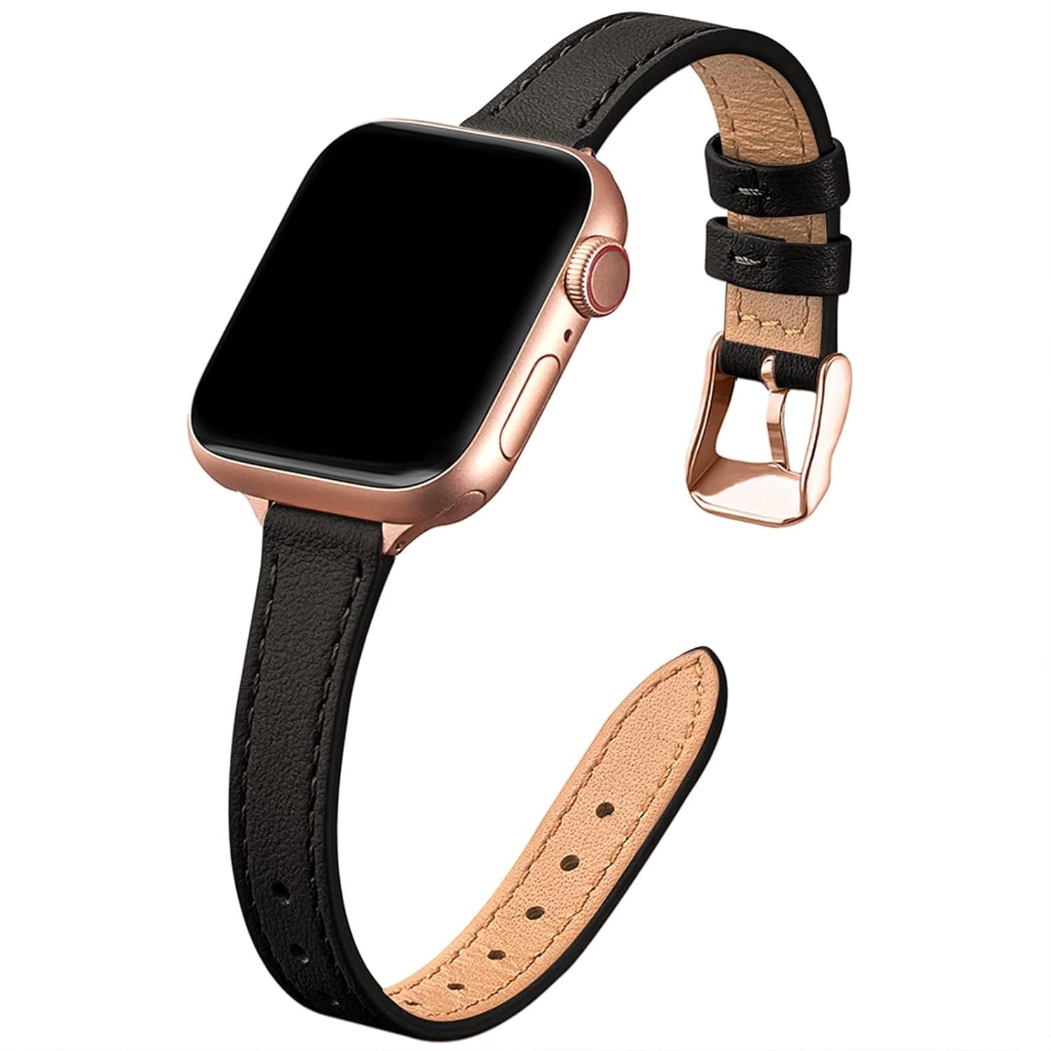 STIROLL Slim Leather Bands Compatible with Apple Watch Band 38mm 40mm 41mm 42mm Series 11 10 Top Grain