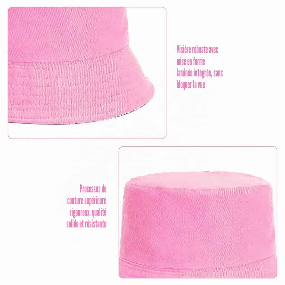 Lot de 8 Bobs Unisexes, Chapeaux De Pêcheur, Noir, Rouge, Rose, Blanc, Bleu Ciel, Bleu Foncé, Jaune, Orange, 55-58CM, Chapeaux de Soleil Double Face Anti-UV, Bucket Hat pour l'Automne, Camping