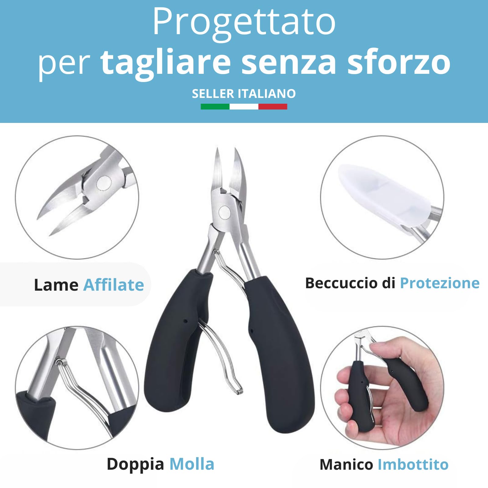 Tronchesino Unghie Piedi Tronchesino Cuticole Tagliaunghie Professionale in Acciaio Inox per Unghie Incarnite, pedicure, manicure, unghie piedi e mani