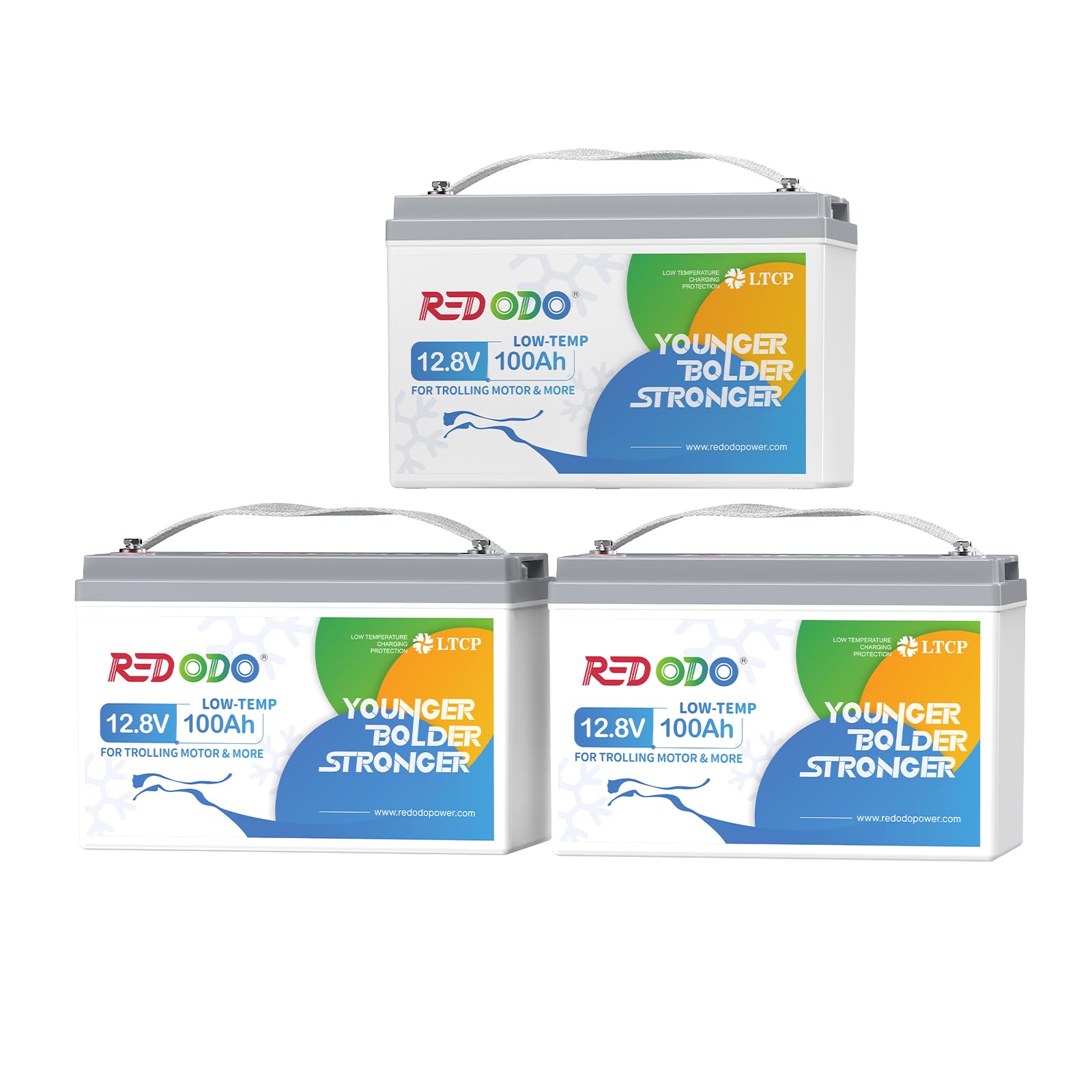 Redodo 12V 100Ah LiFePO4 Deep Cycles Battery with Low-Temp Cutoff 3 Pack | Group 31, Built-in 100A BMS, 4000+ Cycles, 1280Wh, Ideal for Trolling Motor, Boat, RV, Off Grid in Cold Areas
