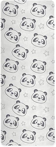 Cute Star Panda Pattern Yoga Mat with Bag Included, Non Slip Fitness Workout Mat, Foldable Suede Rubber Yoga Mat for Yoga Pilates and Fitness, 70.8"