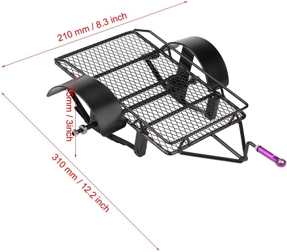 Dilwe RC Tipping Trailer, Metal Small Tipping Trailer DIY Modified Accessory with Two 90mm Tires