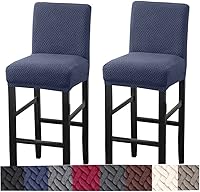 Vista 14 de HFCNMY Fundas para Taburetes de Bar, Paquete de 4 Fundas Elásticas para Taburetes de Bar con Respaldos Fundas de Silla de Taburete de Bar Jacquard
