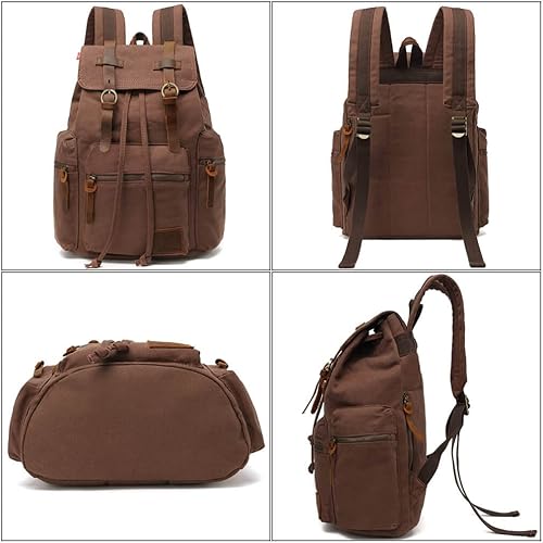 Miniatura 3 de Mochila de lona unisex vintage casual mochila de 17 pulgadas portátil mochilas mochila escolar universidad mochila senderismo camping viaje bolsa,