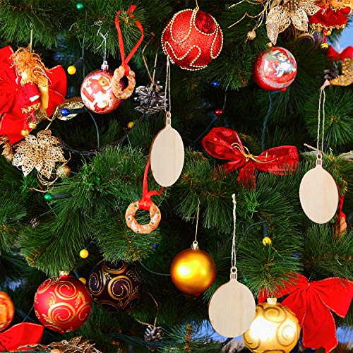 120 Sets Round Wood Slices Christmas Blank Wood Discs Wood Baubles For Christmas Tree Pendant Embellishment (Style Set 1) #TOP3