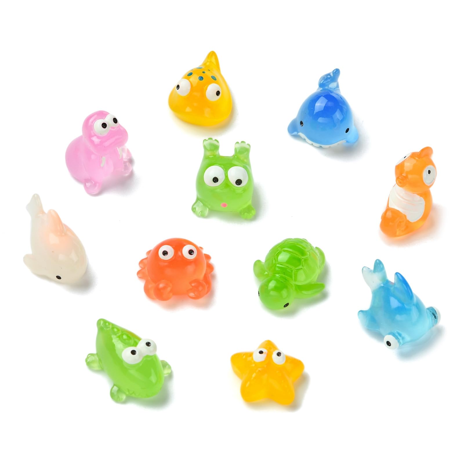 UR URLIFEHALL 55 Pcs 11 Styles Ocean Mini Resin Figurines 3D Sea Animal Creature Figures for Outdoor House Landscape Party Garden Decor — image 1
