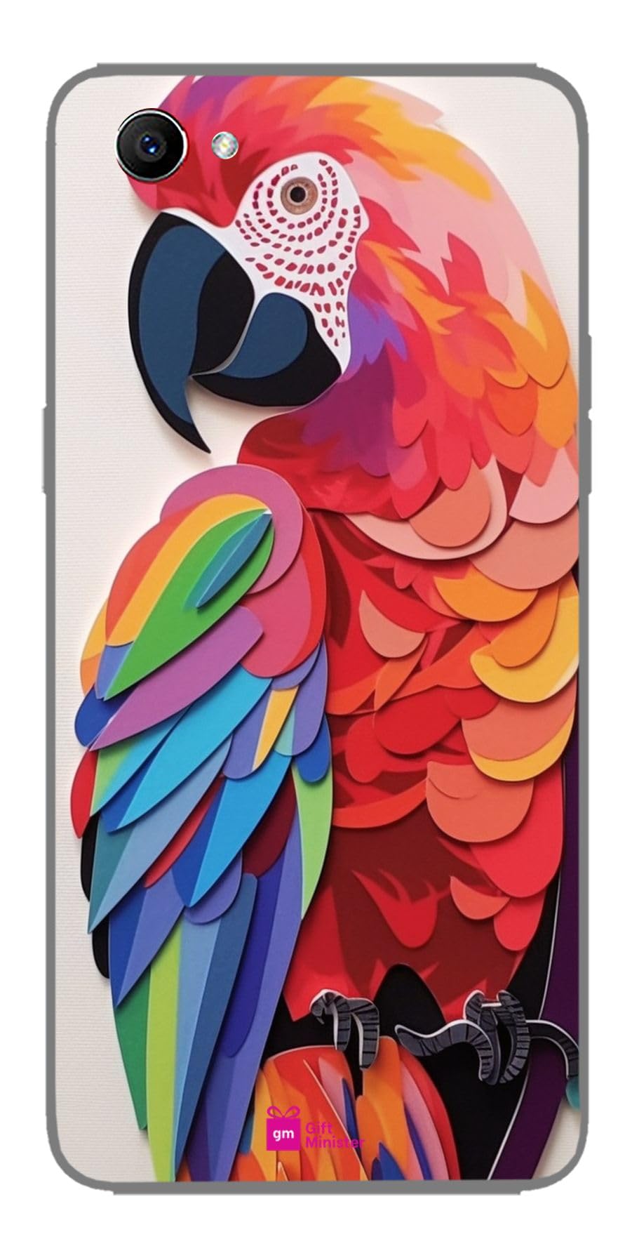 Silicone Designer Cover for Oppo F7 Chocolatenone - Parrot Sticker Bright Multi Colors Depiction Animals Art Threaded Tapestries Undulating Lines Dustproof Protective 1Pcs 1696R