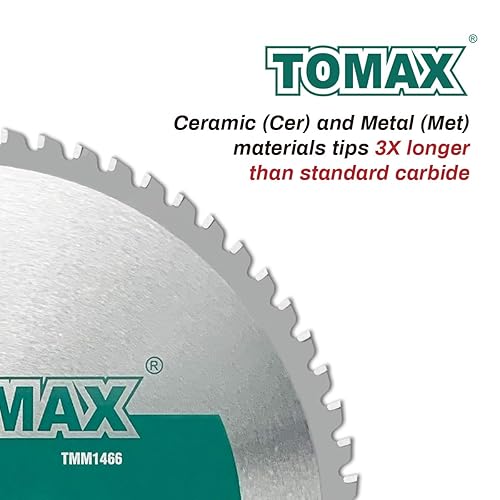 Miniatura 8 de TOMAX Hoja de sierra de acero y metal ferroso de nivel industrial de 48 dientes de 6-12 pulgadas con eje de 58 pulgadas