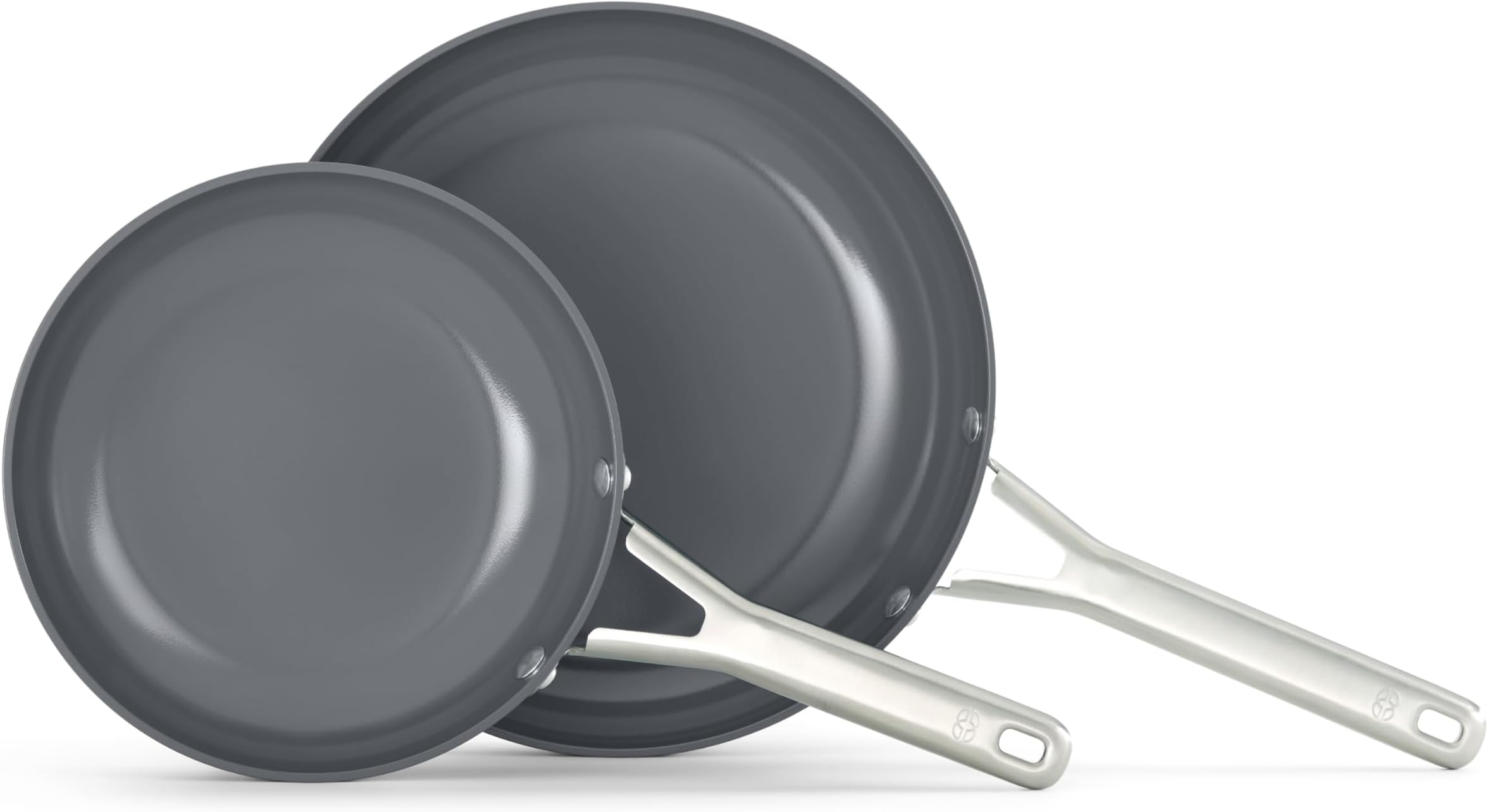 Ceramic Nonstick 8" and 10" Frying Pan Set, Silver Ash