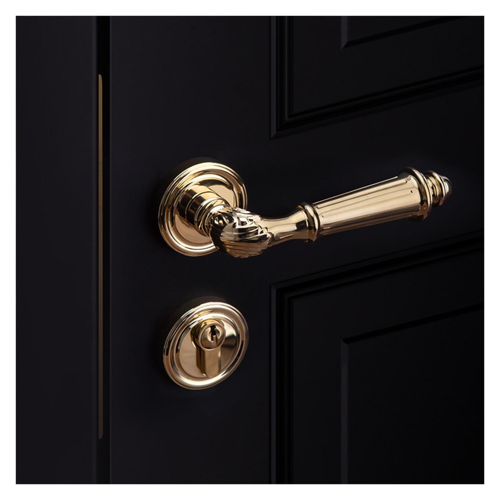Cerradura de puerta latón dorado brillante, simple, europea, francesa, cobre puro, silenciosa, manija magnética for baño y hogar(Silent model)