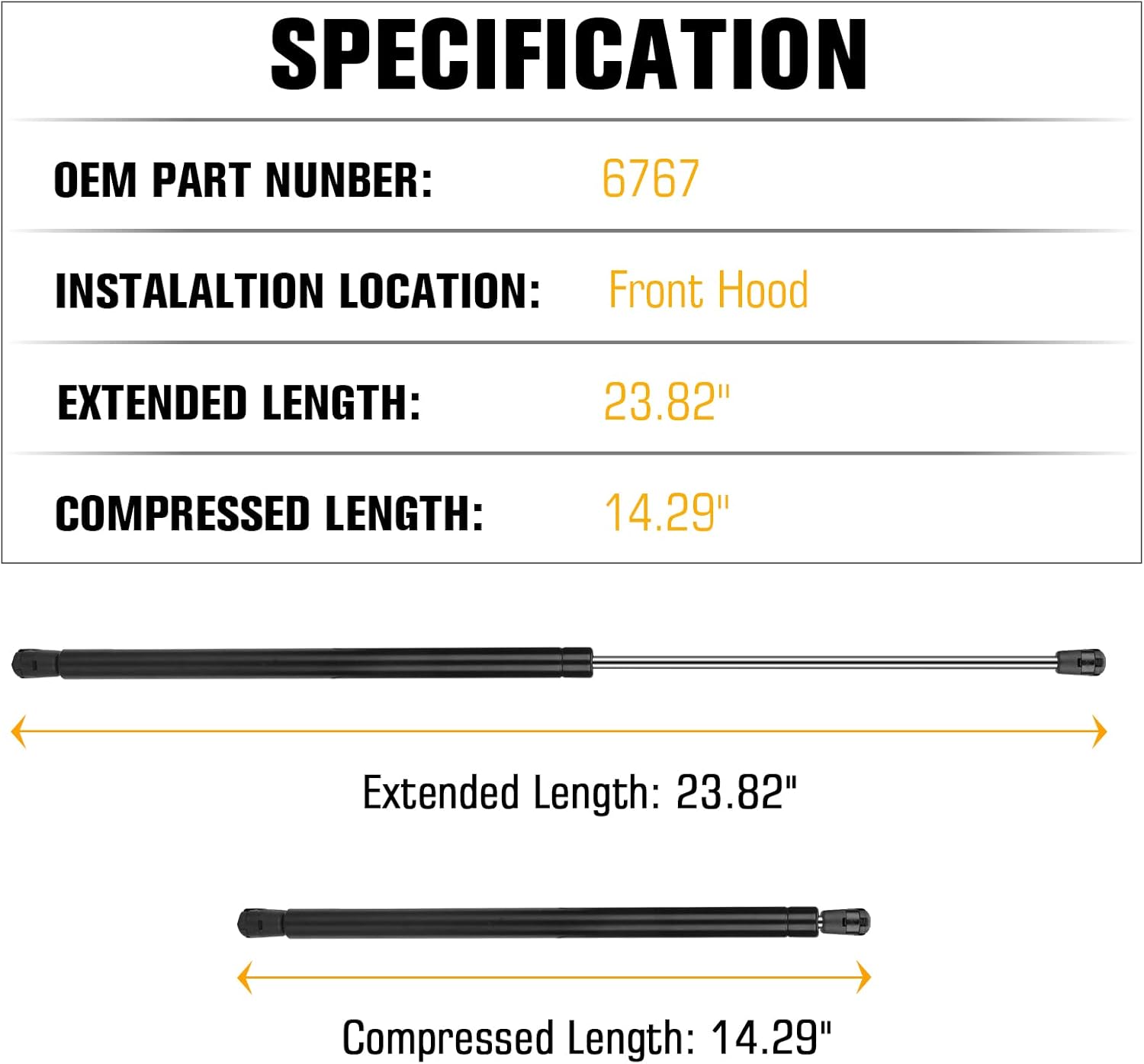 Front Hood Lift Support for Ford F250 F350 F450 F550 Super Duty 2008 2009 2010 Shocks Struts 6767 2 Pcs