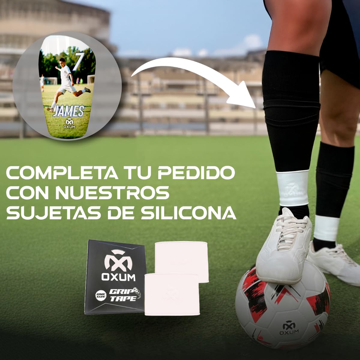 Oxum Sport - Personalisierte Fußballschienbeinschoner für Kinder und Erwachsene - Personalisieren mit deinem Foto, Nummer und Namen.-Gama One.