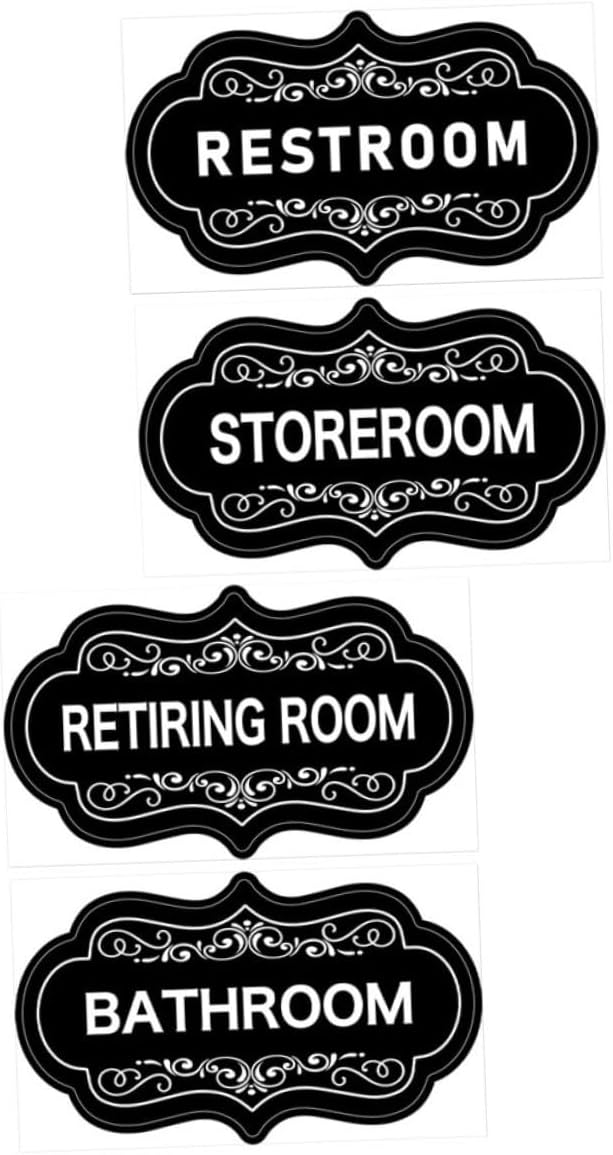 4pcs Bathroom Decor Wall Stickers Restroom Sign Toilet Door Sticker Washroom Indicator Storage Decor for Home Office Hotel