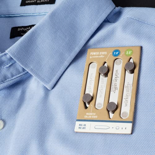 2.0-Inch And 2.5-Inch Power Stays Magnetic Collar Stays By Würkin Stiffs | 1 Pair Of Each Size | Includes (2) 2.0” Power Stays And (2) 2.5” Power Stays With Storage Case | As Seen On Shark Tank #TOP4