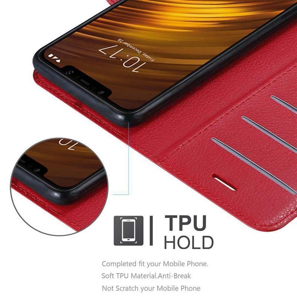 Cadorabo Custodia Libro Portafoglio Per Xiaomi Pocophone F1 - Pelle Rossa Carminio, Con Slot Carte E Chiusura Magnetica