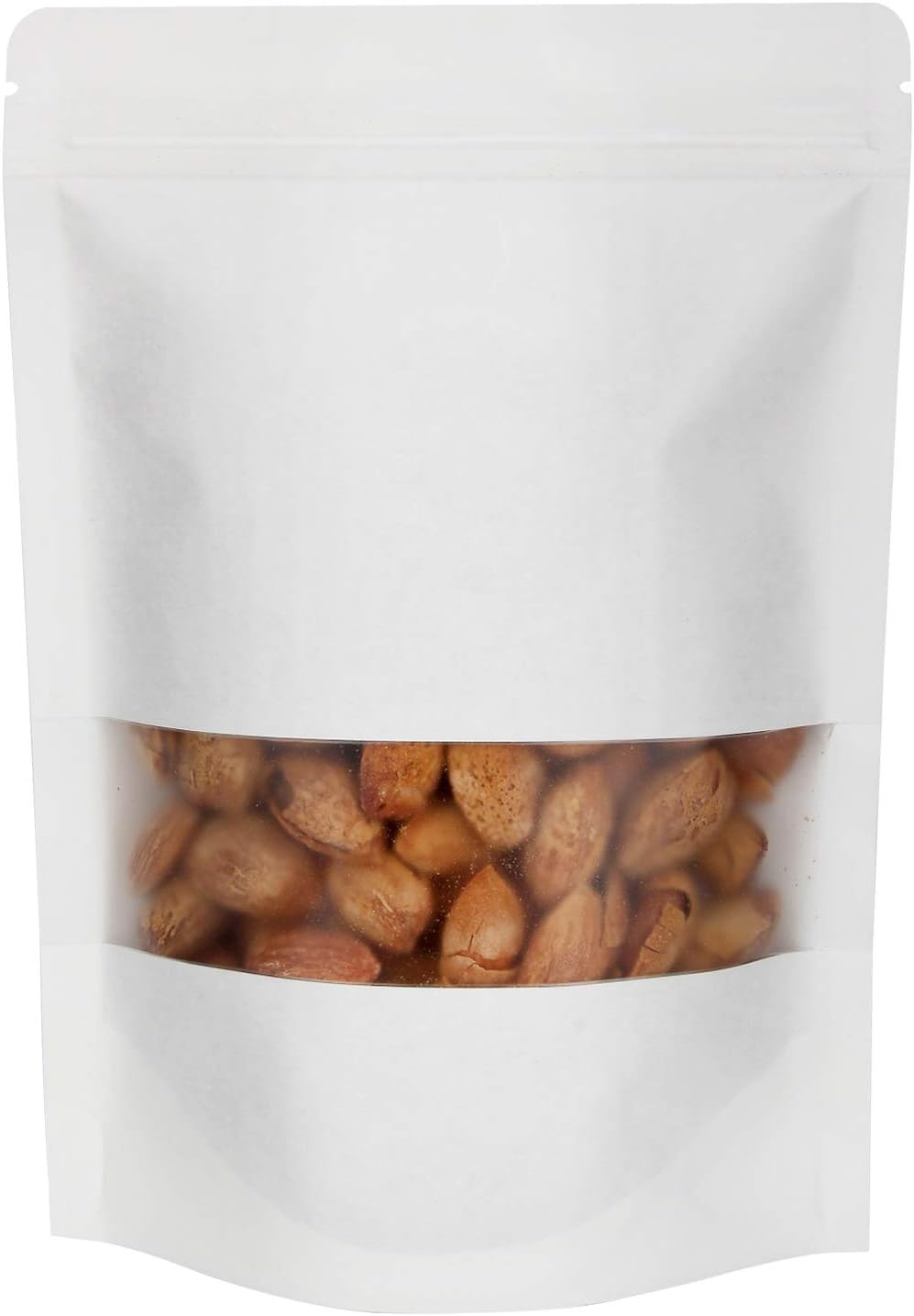 Blisstime 50 Pieces Resealable Bags for Small Business, White kraft Zip Lock Stand Up Pouches with Matte Window Reusable Heat Sealable Bags for Packaging (4.7 X 7.9 Inches)