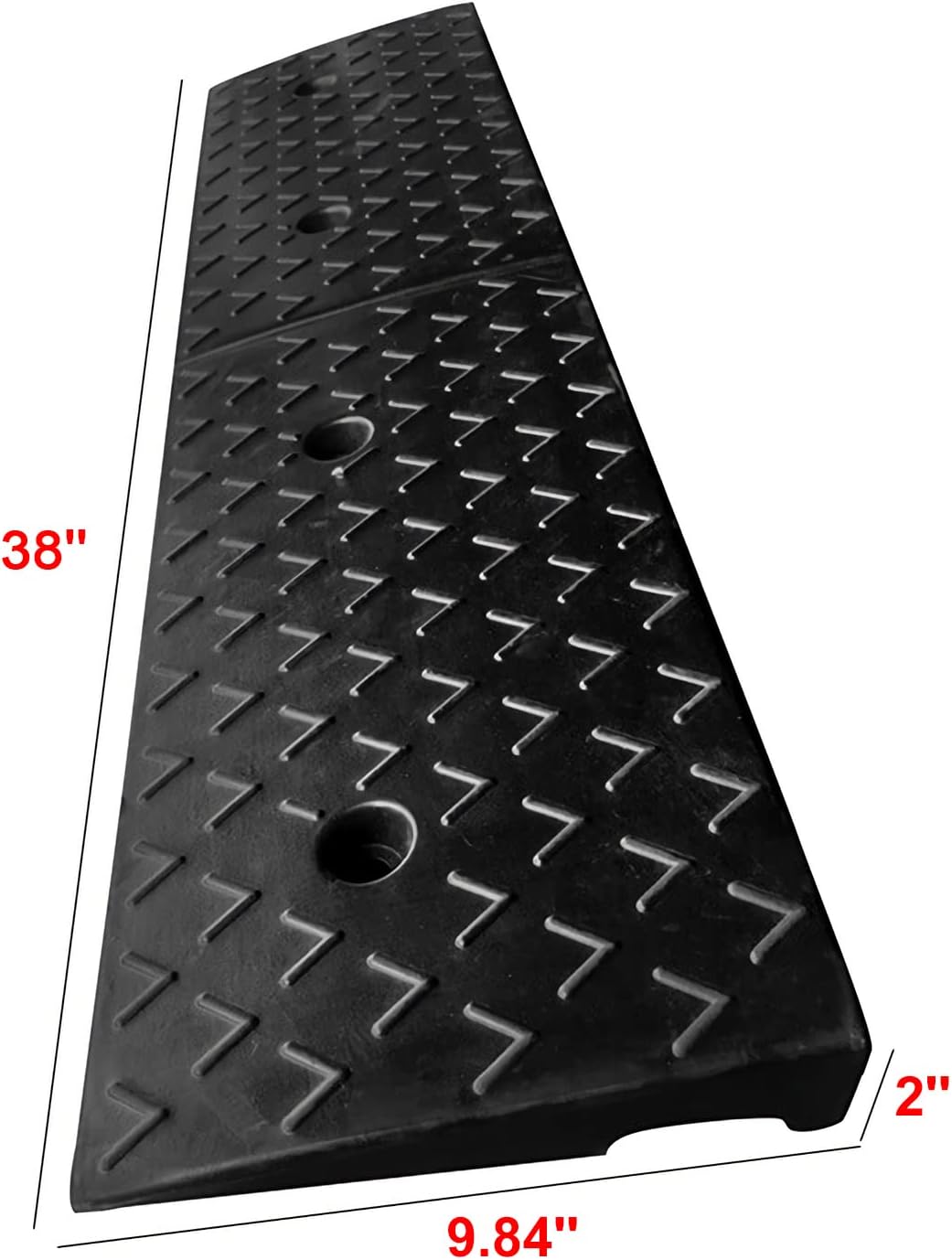 MYOYAY 2'' Rise Rubber Curb Ramp Heavy Duty Rubber Threshold Ramp 10 Ton Car Vehicle Curbside Driveway Ramp for Loading Dock Sidewalk Wheelchair, 38'' (L) x 9.84'' (W) x 2'' (H) Black 2inch