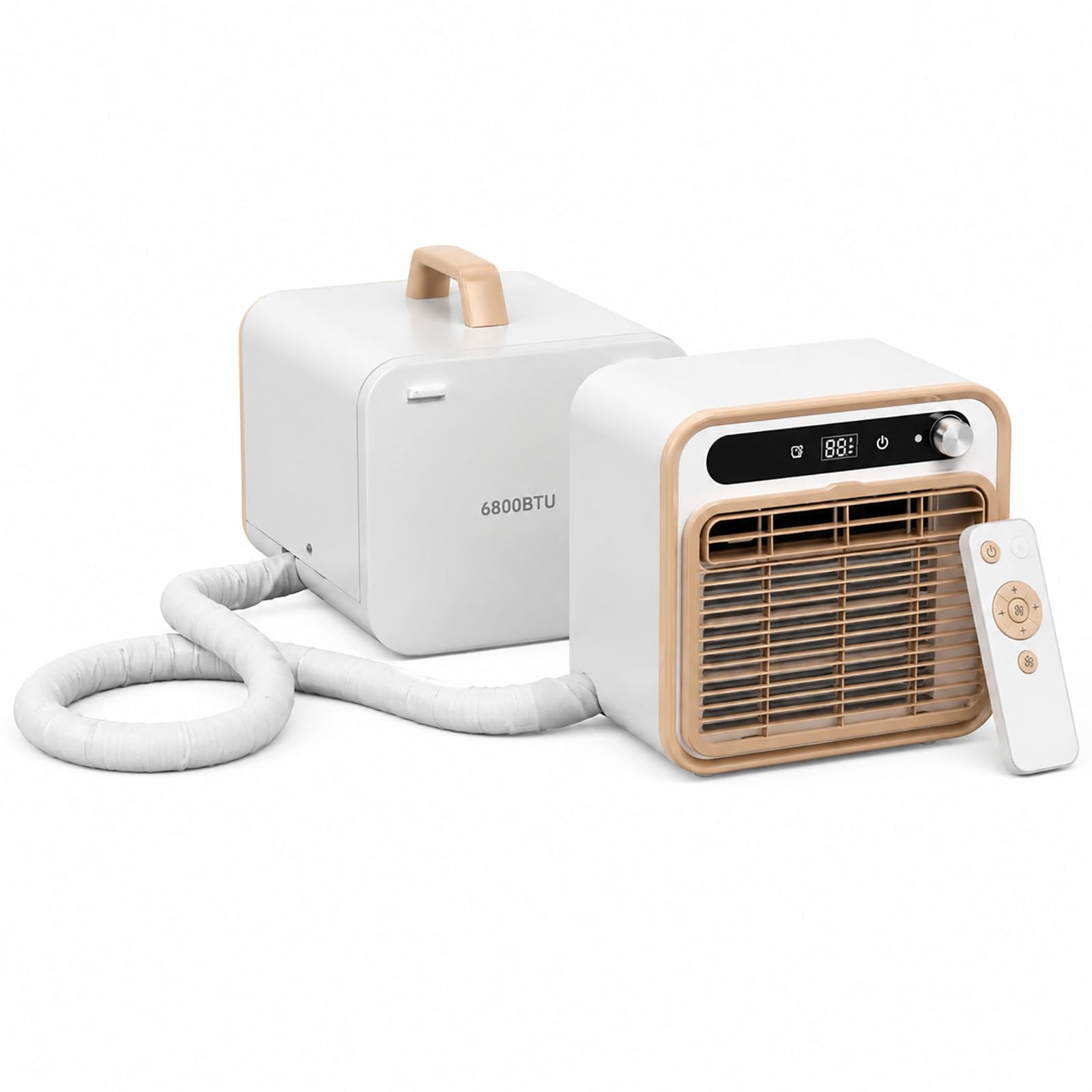 Przenośny klimatyzator typu split 6800 BTU, moc chłodzenia 1500 W – kompaktowe urządzenie z panelem dotykowym, pilotem i 12-godzinnym timerem (do kampera, na kemping i do domu)