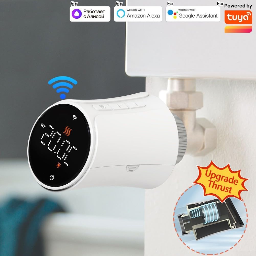 Valvola termostatica per termosifone intelligente Tuya Smart App Control - Termostato programmabile per riscaldamento settimanale compatibile con & Alice