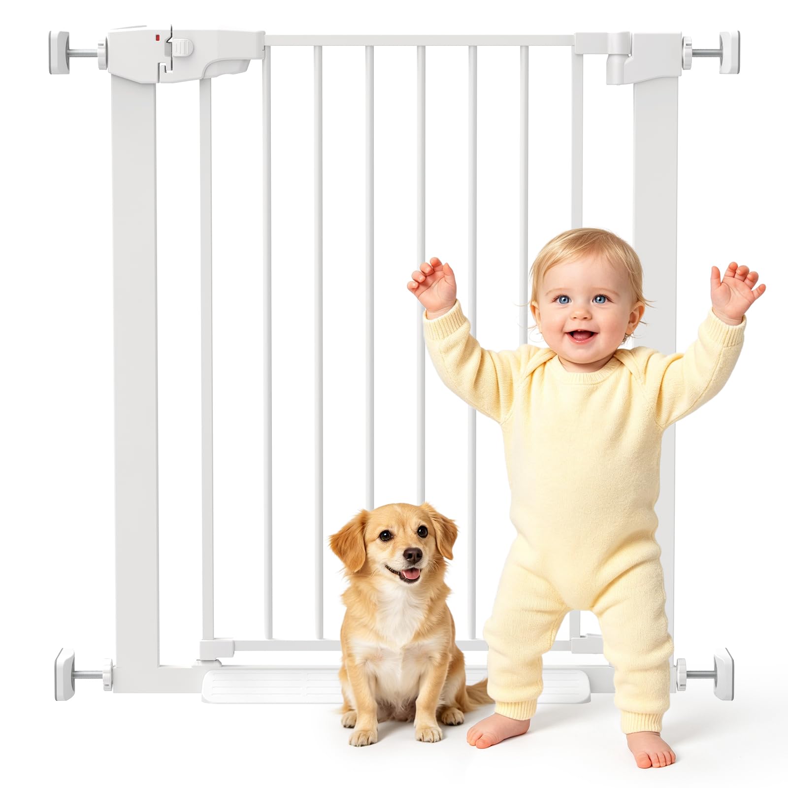 YEAUPE PRO Barrera Seguridad Niños Escalera, 72-76cm, Sin Taladros, Blanca