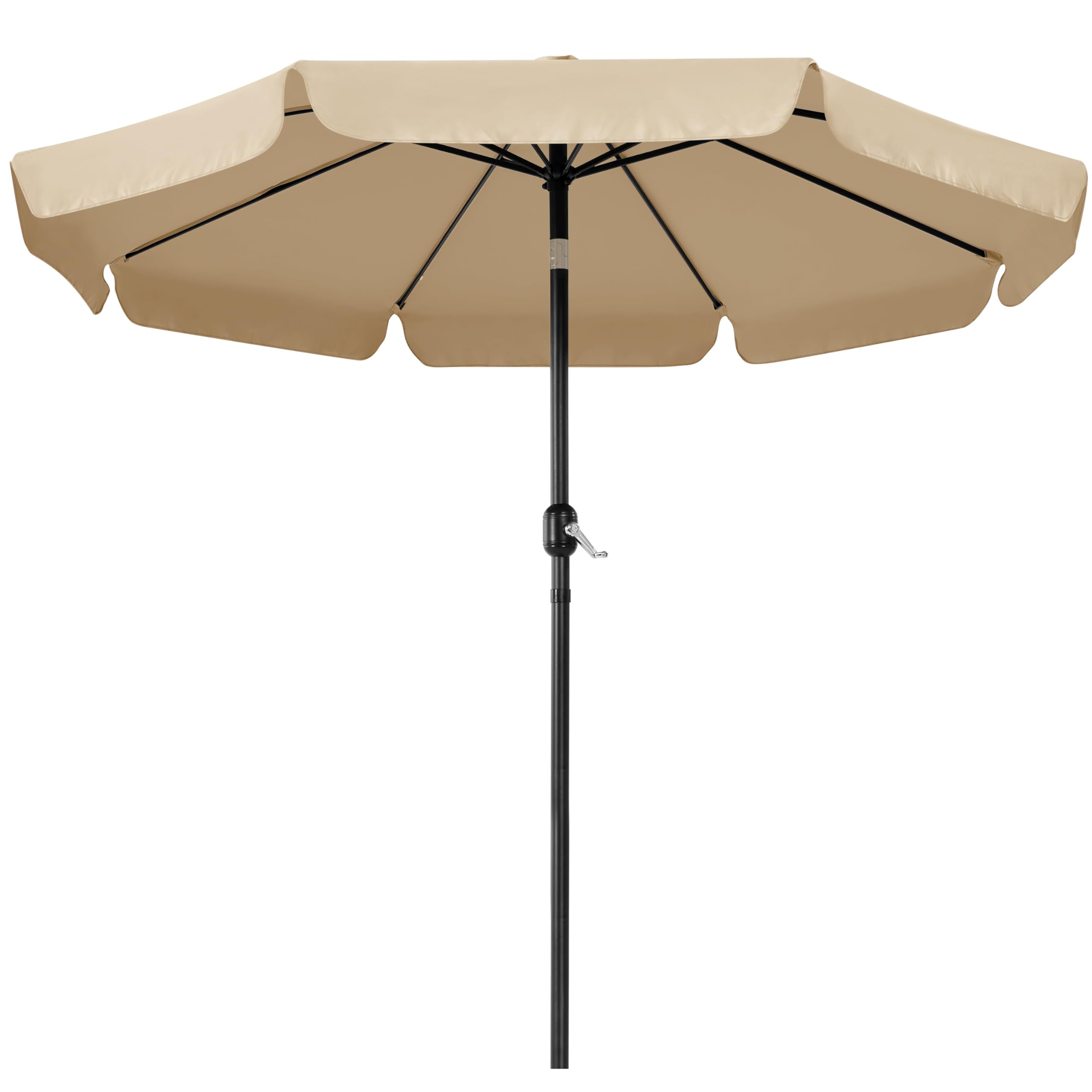 Ombrellone da Giardino Esterno 267,5 cm con Bordatura 8 Stecche Manovella Parasole Protezione UV per Spiaggia Balcone Terrazzo Mercato Reclinabile
