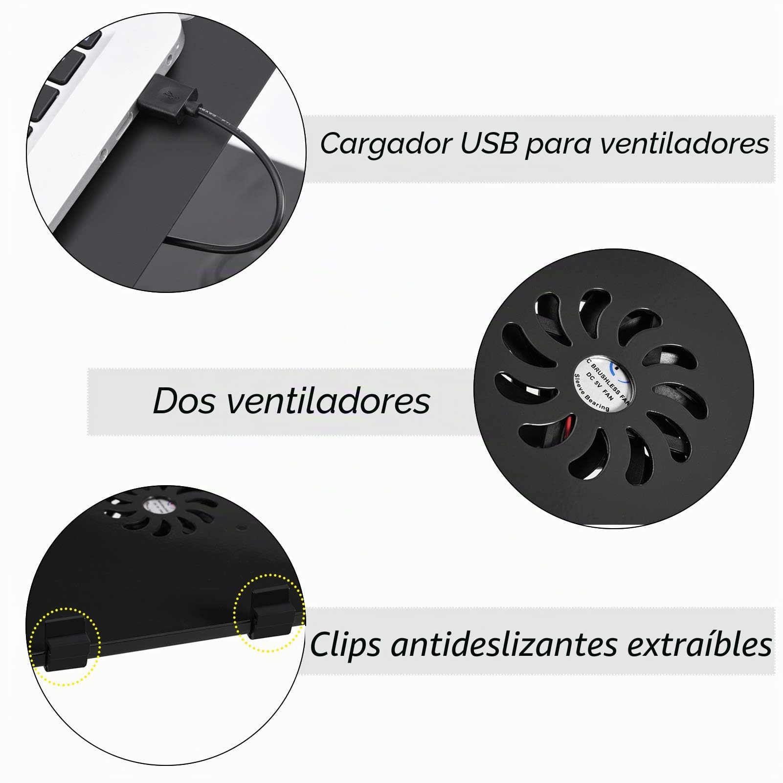 Soporte Ajustable para Computadora Portátil, Mesa de Cama Plegable con 2 Ventiladores de Enfriamiento y Bandeja para Mouse, Negro
