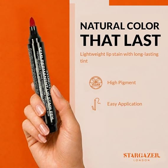Stargazer Lip Stain Pen - Mauve Blush Shade 02 | Long Lasting Lip Colour | Lightweight Transfer Resistant Tint | Smooth Precision Application