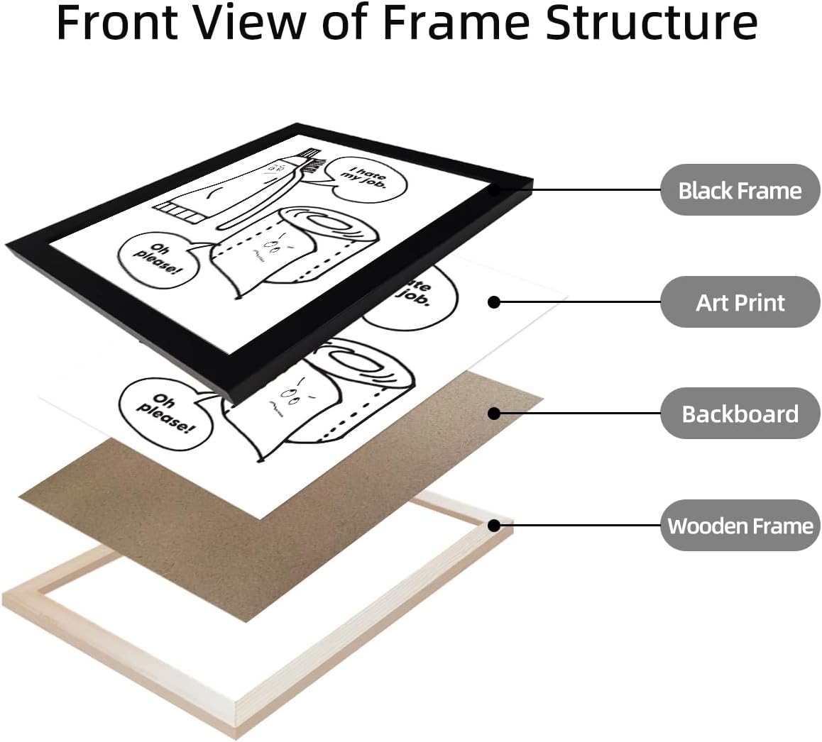 Black and White Bathroom Wall Decor Funny Bathroom Quote Wall Art Framed Cute Canvas Print Pictures Artwork for Wall - Image 2