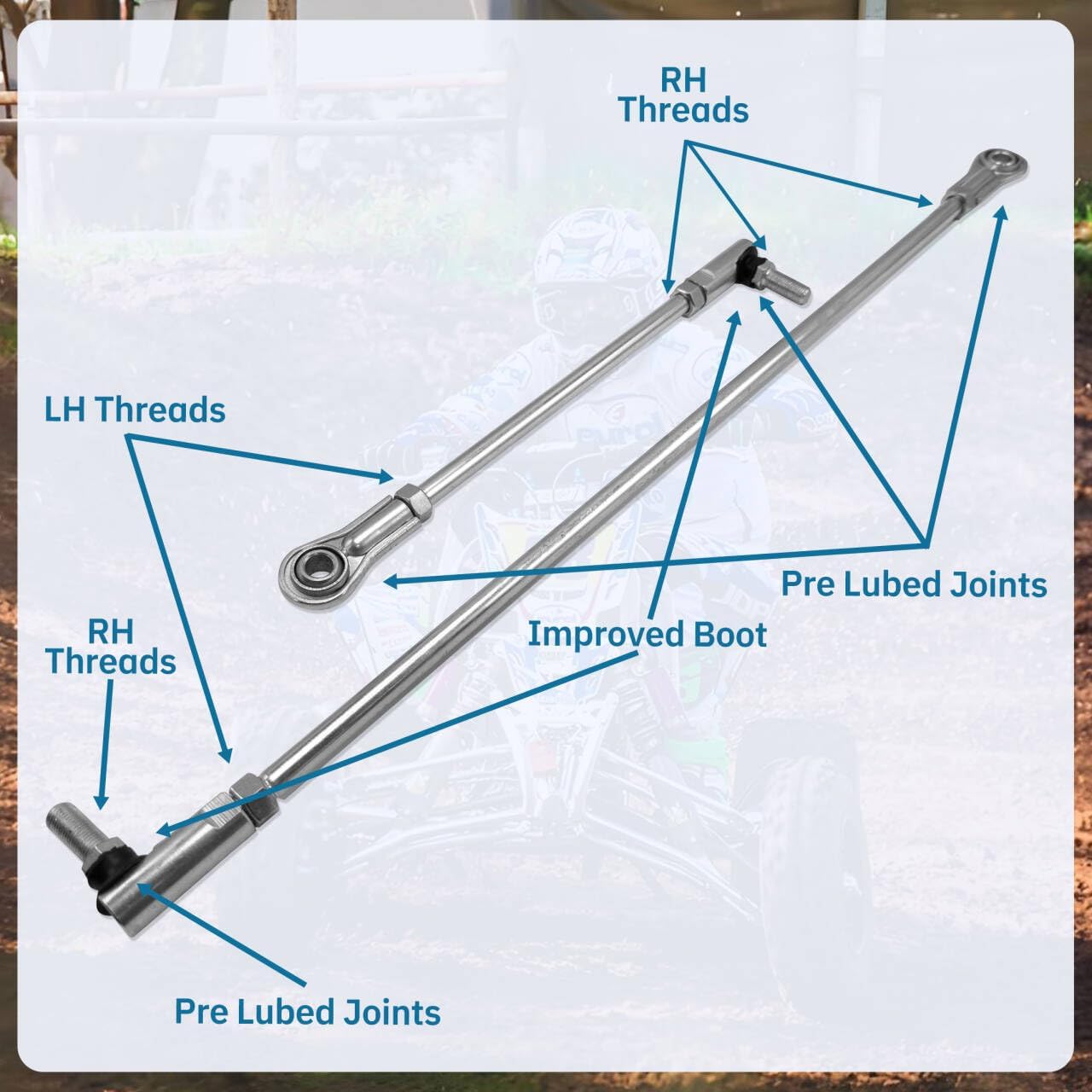 3/8-24 Short & Long Tie Rod Set w/Ends Replacement Fits Yerf Dog Go Kart Cart