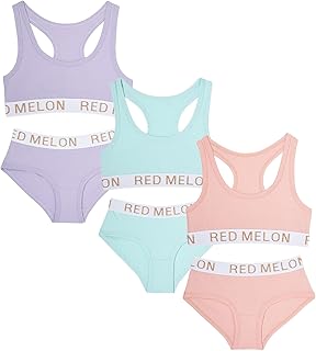 Conjunto de brasier de entrenamiento para niñas, chaleco corto, braguitas, pantalones cortos, ropa interior hipster con purpurina, bralette y banda elástica, 7-13 años