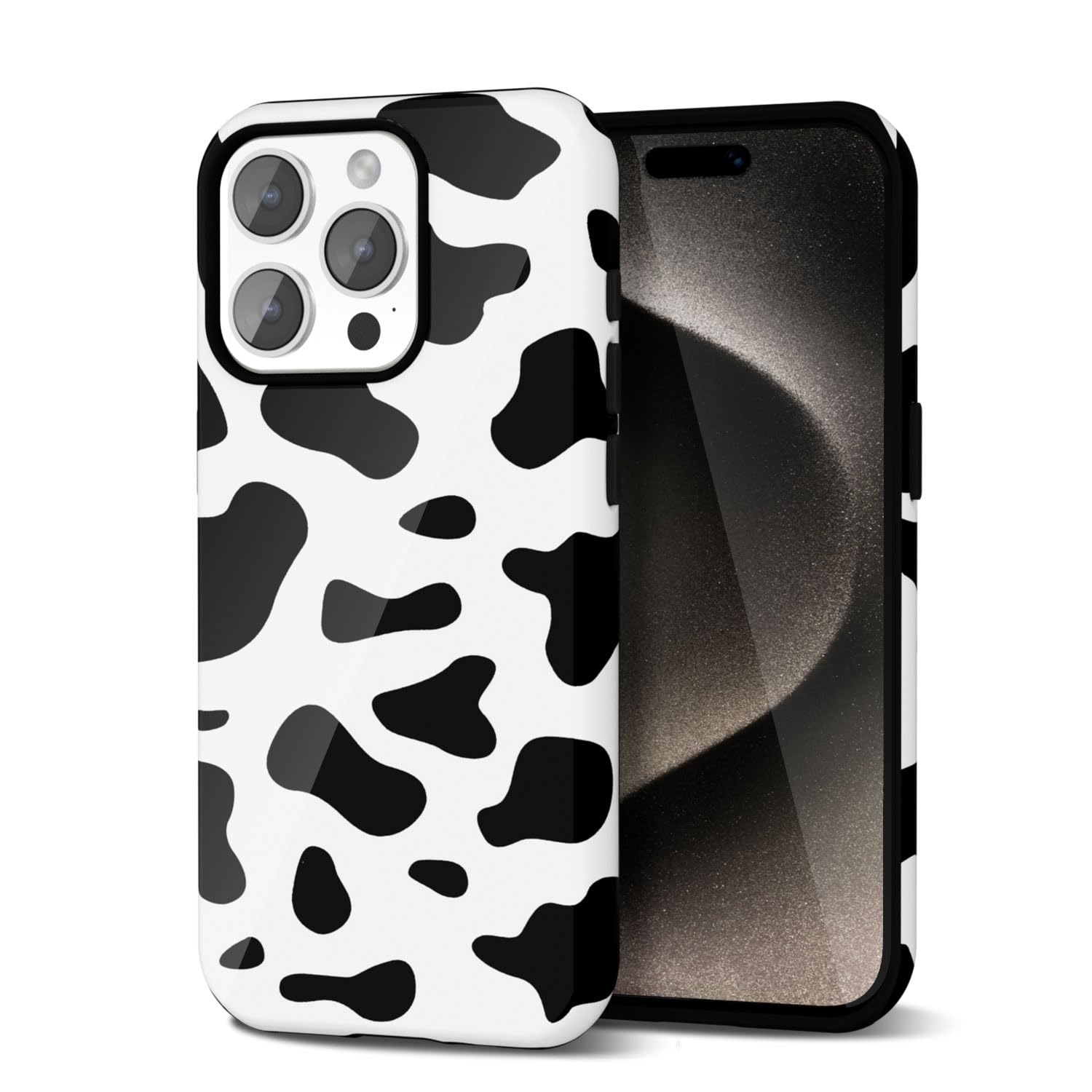 Svanove Cow Print Phone Case for iPhone 15 Pro Max Case Girly, Cute Cow Case for Women Girls, Luxury Trendy Retro Cool Animal Print Design, Aesthetic