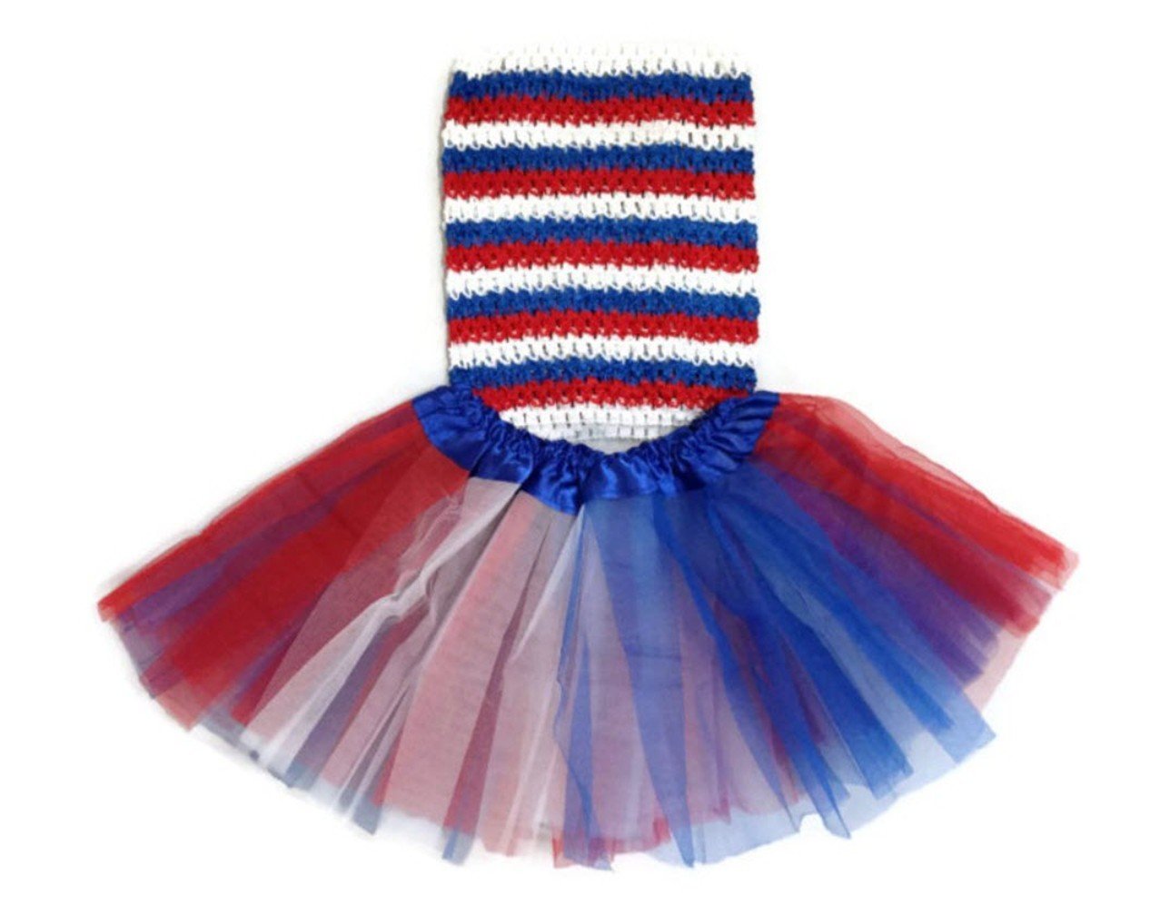 RED, Blue & White Baby/Toddler Costume with Crochet Tutu Top (Independence Day)