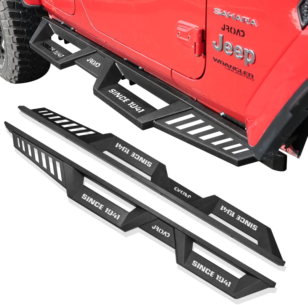 JROAD Side Step Compatible with 2018-2022 Jeep Wrangler JL 4 Door,Boards Step Rails, Off-Road Running Boards, Black Powder Coated Nerf Bars