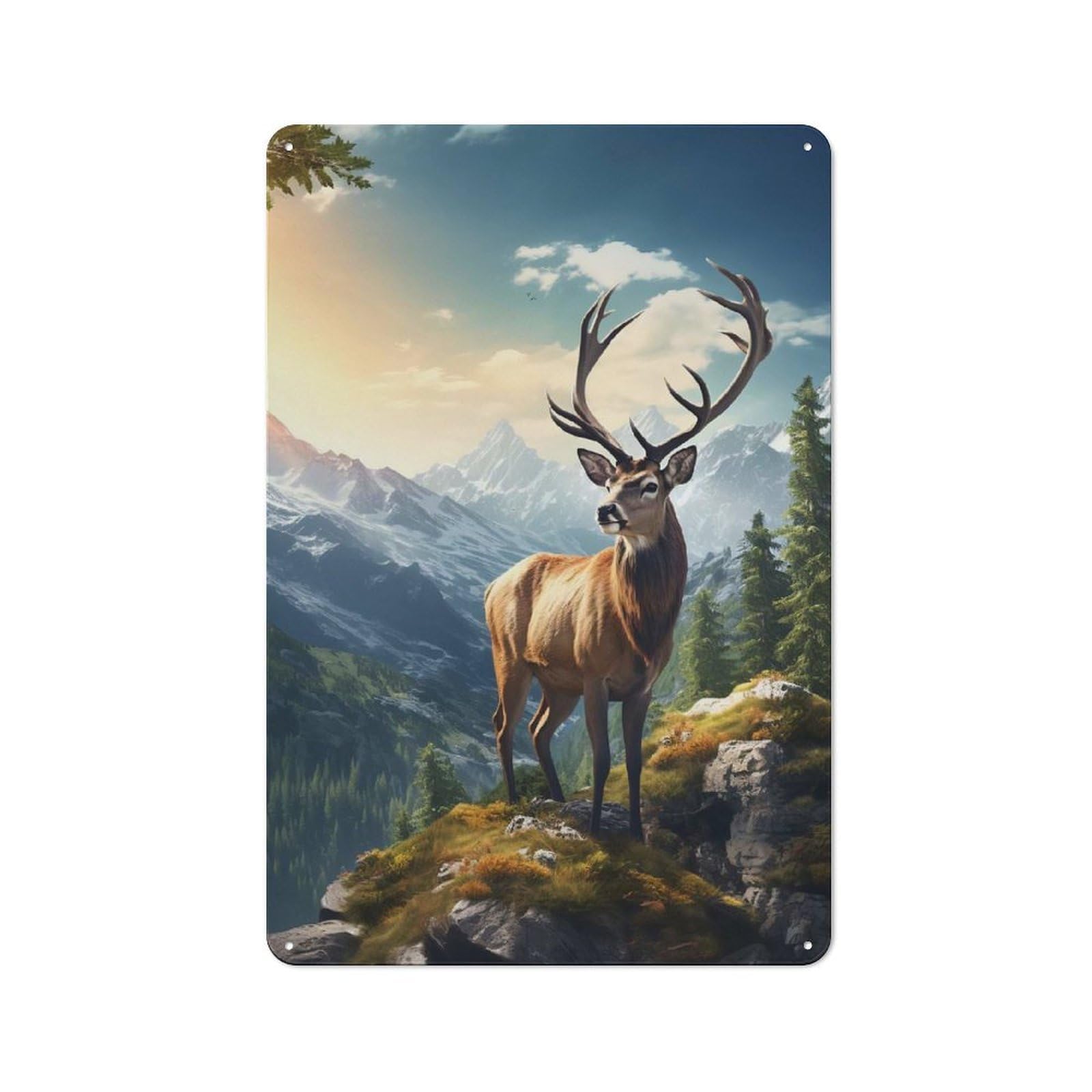 Junmoney Style-11 Casual Deer Mountains Garden Room Metal Sign 30X20cm, Porch Wall Decor For Conservatory, Home Bar Or Utility Room