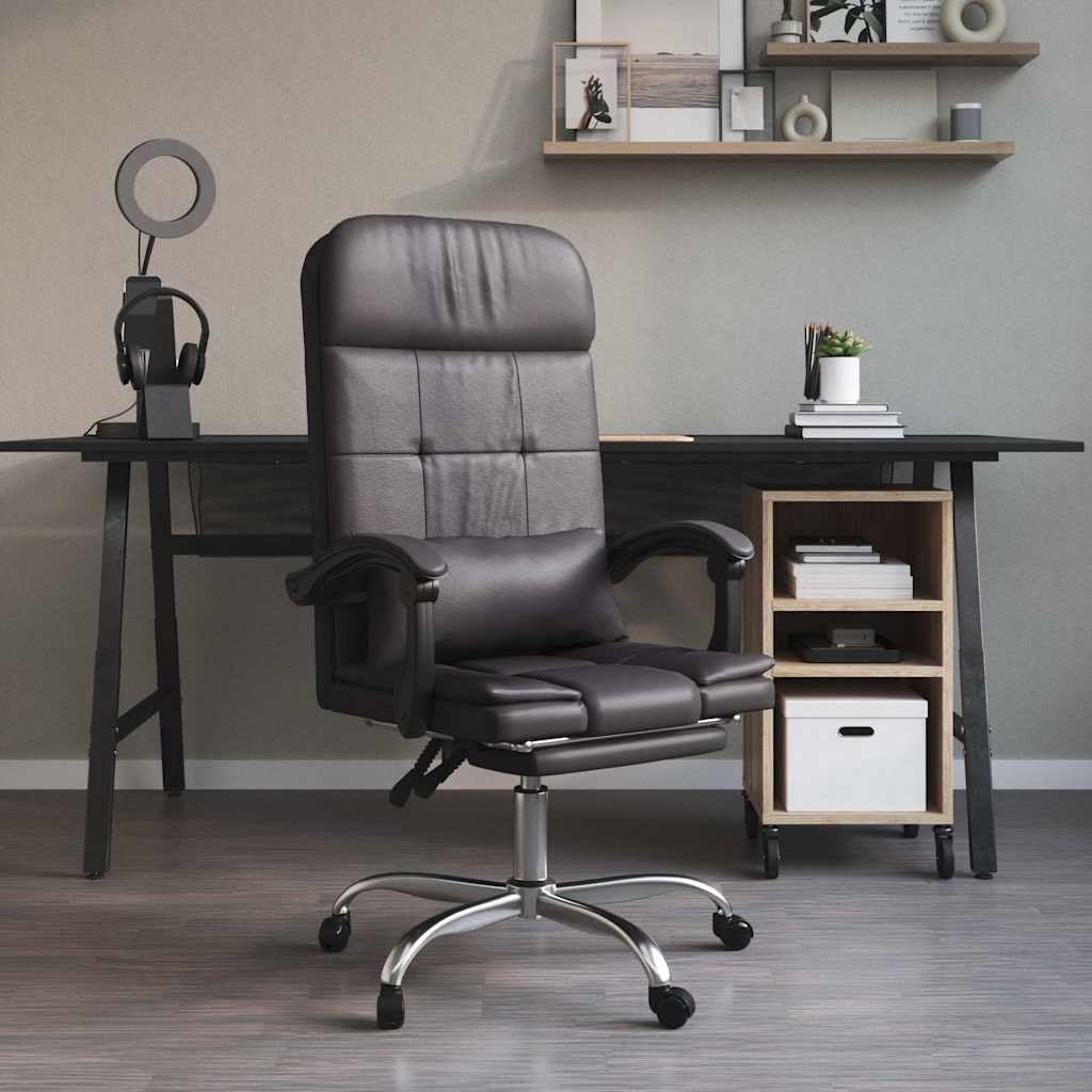 Sedia da ufficio con funzione massaggiante e schienale regolabile in altezza, in ecopelle, girevole, con braccioli e rotelle per un comfort ergonomico in casa e sul posto di lavoro per PC