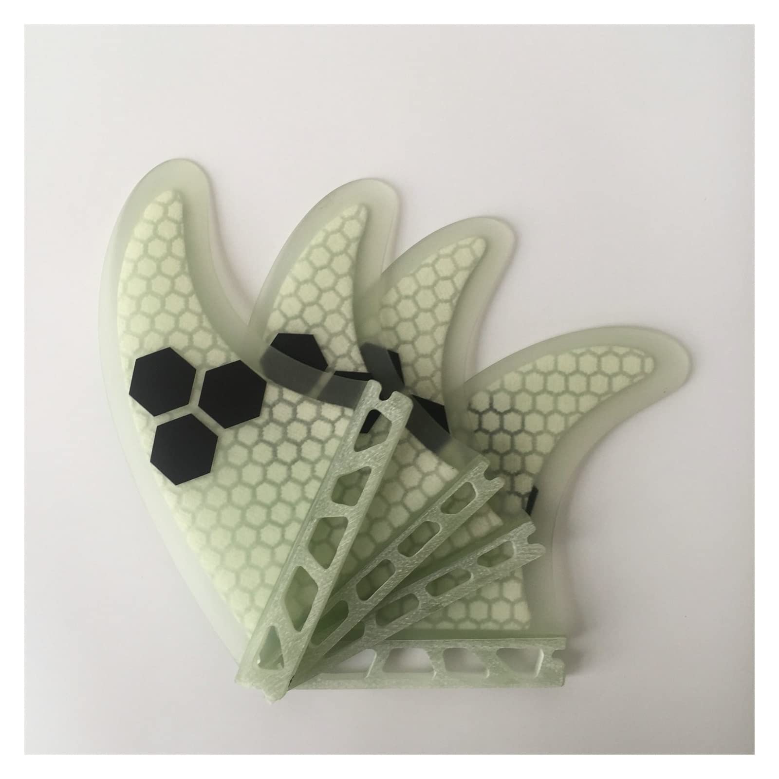 Single Tab Base Quad Fin Set Fiberglass Surfboard Fins Honeycomb Surf G5 with GX 4pc for Paddle Board(Bianco)