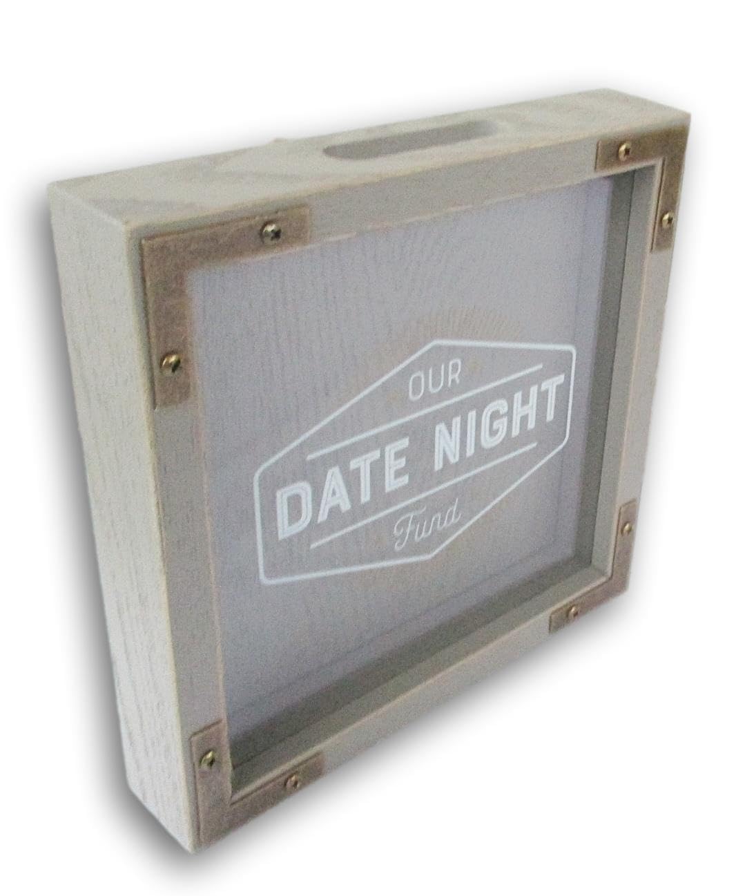 Our Date Night Fund - Wooden Box with Glass Front for Saving and Spending on Romantic Evenings Out