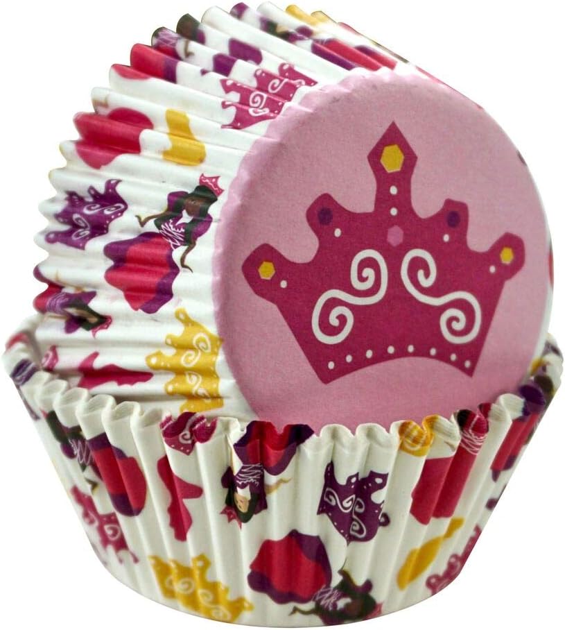 R&M International 2518 Standard Cupcake Liners for Baking, Muffins, Candy, or Hot Chocolate Bombs, Princess, Pack Of 50
