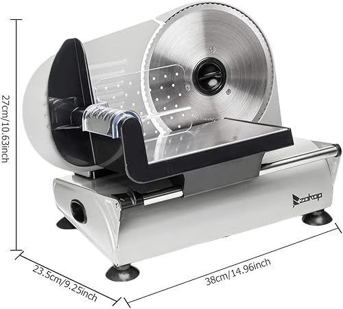 Miniatura 6 de Winado Rebanador de carne, cortador eléctrico de alimentos de 7.5 pulgadas, rebanador de carne congelada de 150 W, hoja de acero inoxidable premium