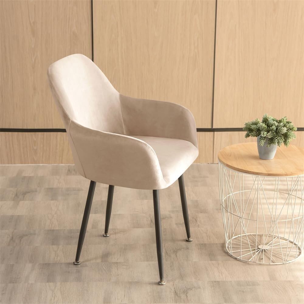 Velluto Coprisedie con Schienale 1/2/4/6 Pezzi Copripoltrona Elasticizzato Ufficio Coprisedia con Braccioli Fodera per Sedia Poltroncina Sala Pranzo Copertura Sedie(Cammello,6 Pezzi)