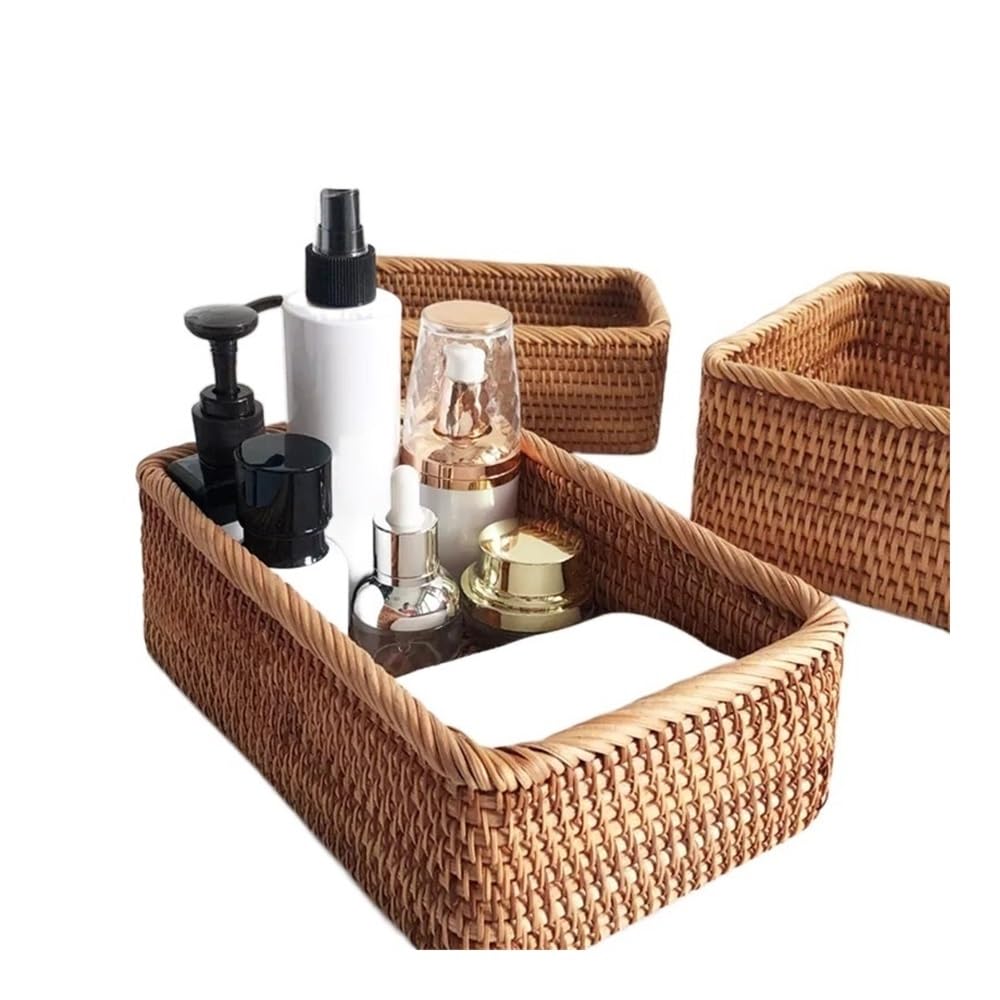 Cestino Contenitore per Cucina, Confezione da 1, Articoli per la casa, Vimini di Rattan Intrecciato a Mano, Rettangolare