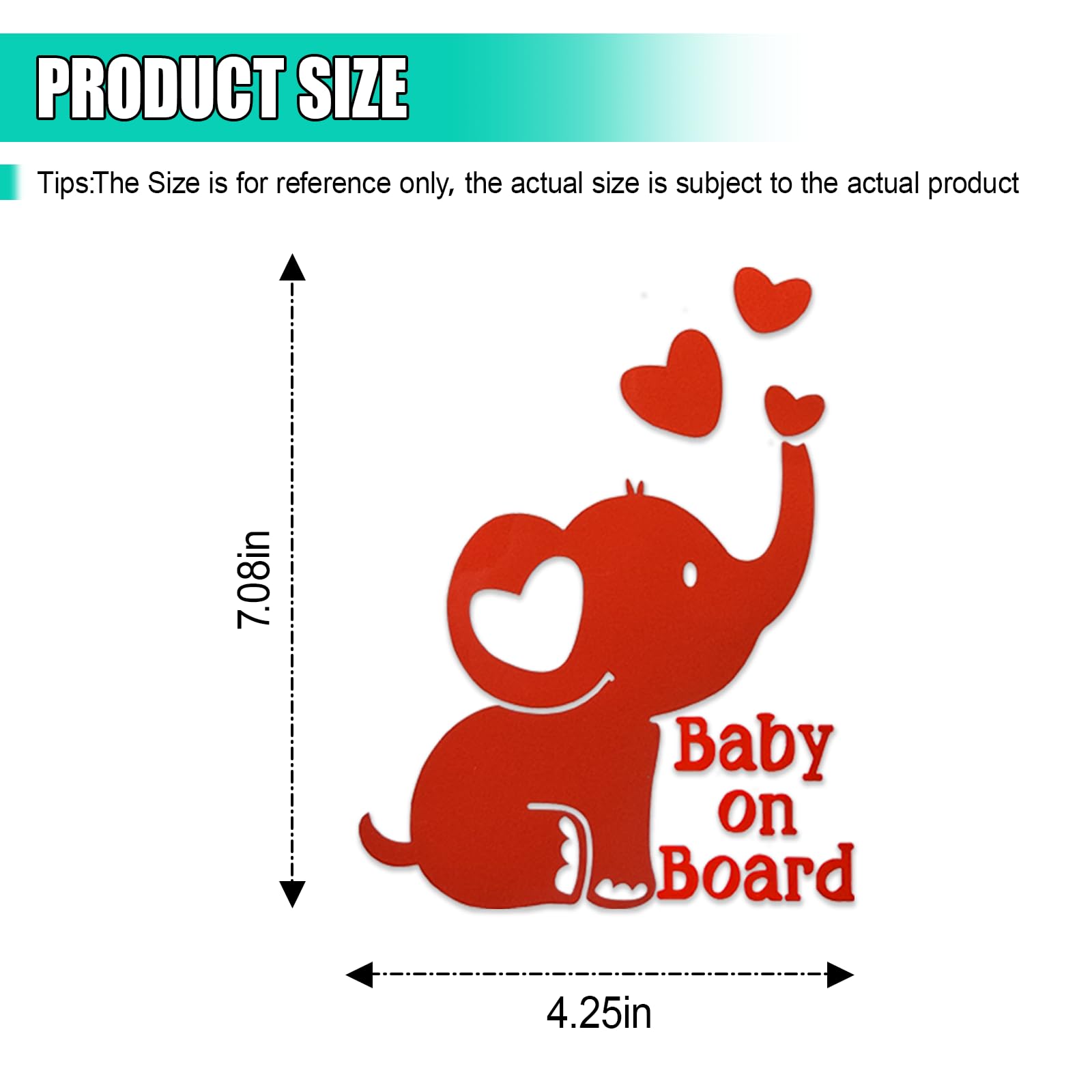 Baby on Board Elephant Car Sticker Decal Cute Reflective Vinyl Auto Safety Warning Signs Decals Decoration Waterproof Cars — view 2