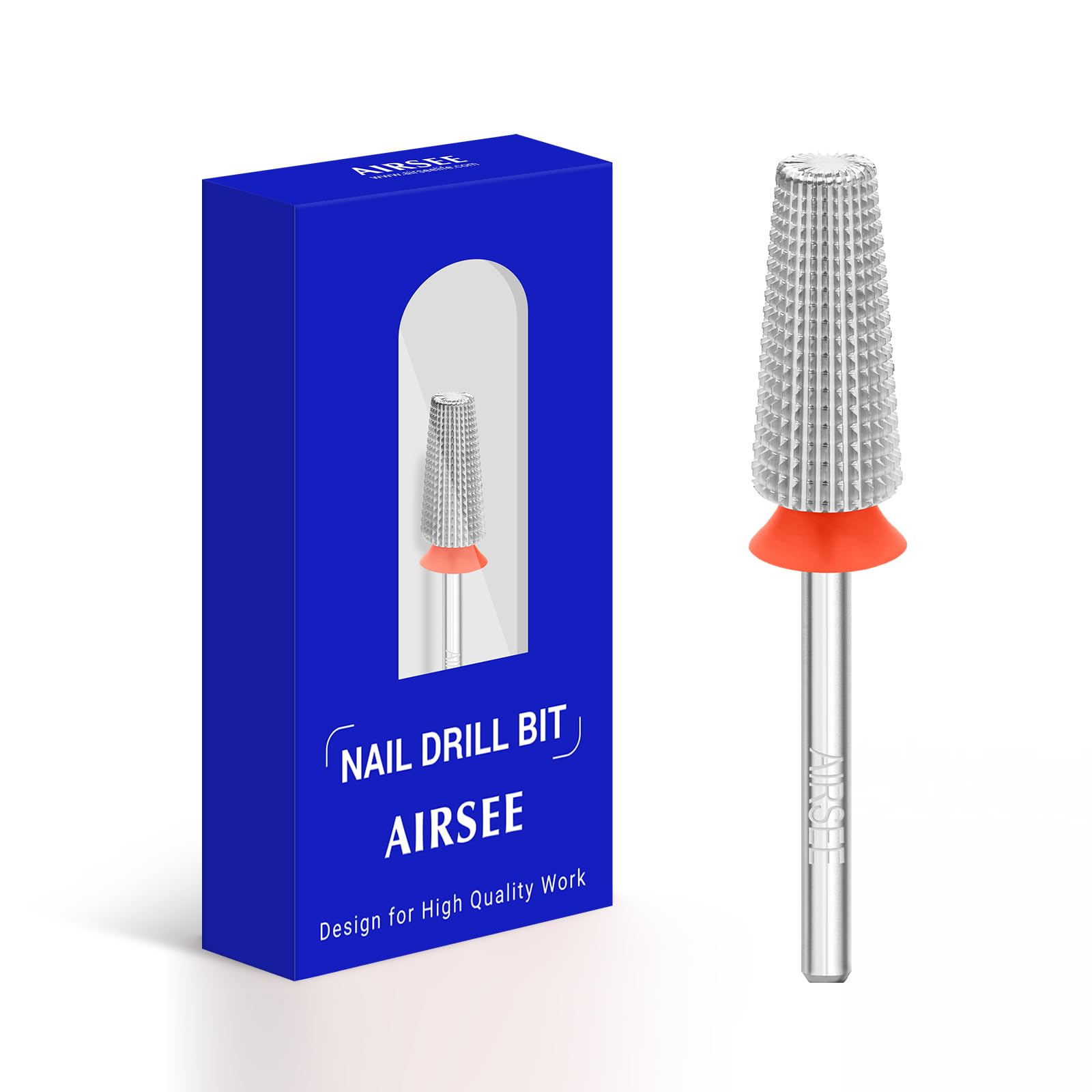 AIRSEE Tungsten Carbide 5 in 1 Acrylic Nail Drill Bit Efile Electric File Machine Head Tip for Manicure Polishing Fast Remove Gel 3/32" Shank 2 Way