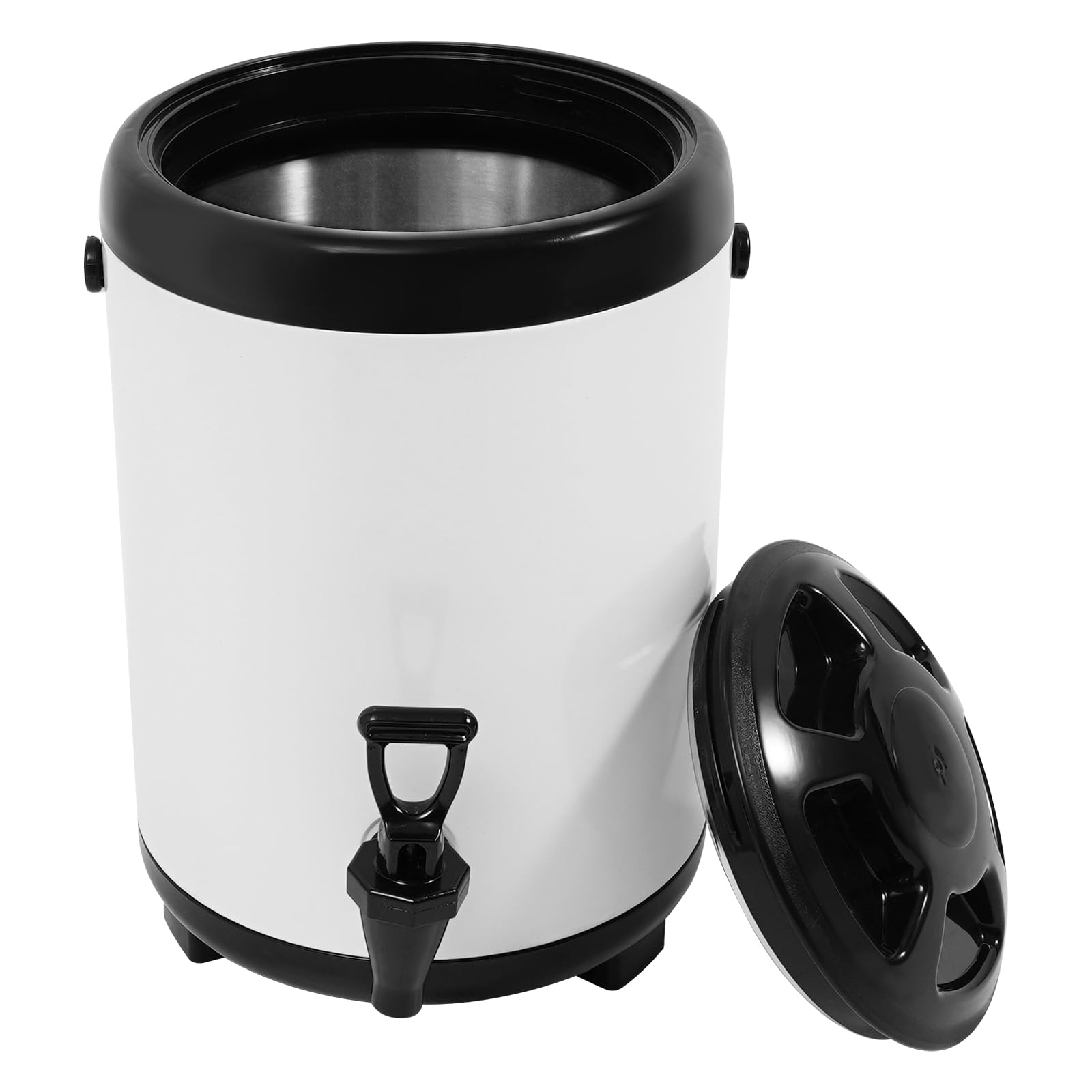 Dispenser per bevande isolato, 8 l, in acciaio inox, dispenser per bevande calde e fredde, contenitore termico con rubinetto e maniglia per caffè, cioccolato, tè al latte, succo (bianco)