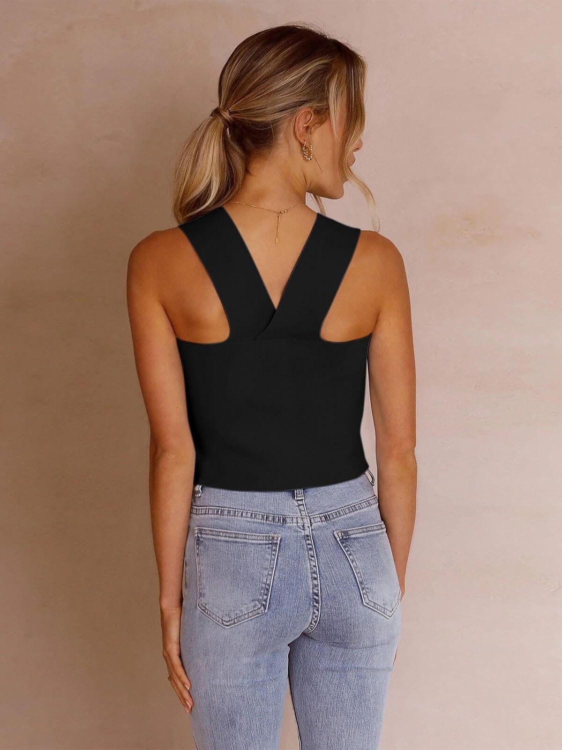 Zwurew Women's Knit Square Neck Tank Tops 2026 Summer Casual Sleeveless Sweater Fitted Shirts Tanks - Image 3