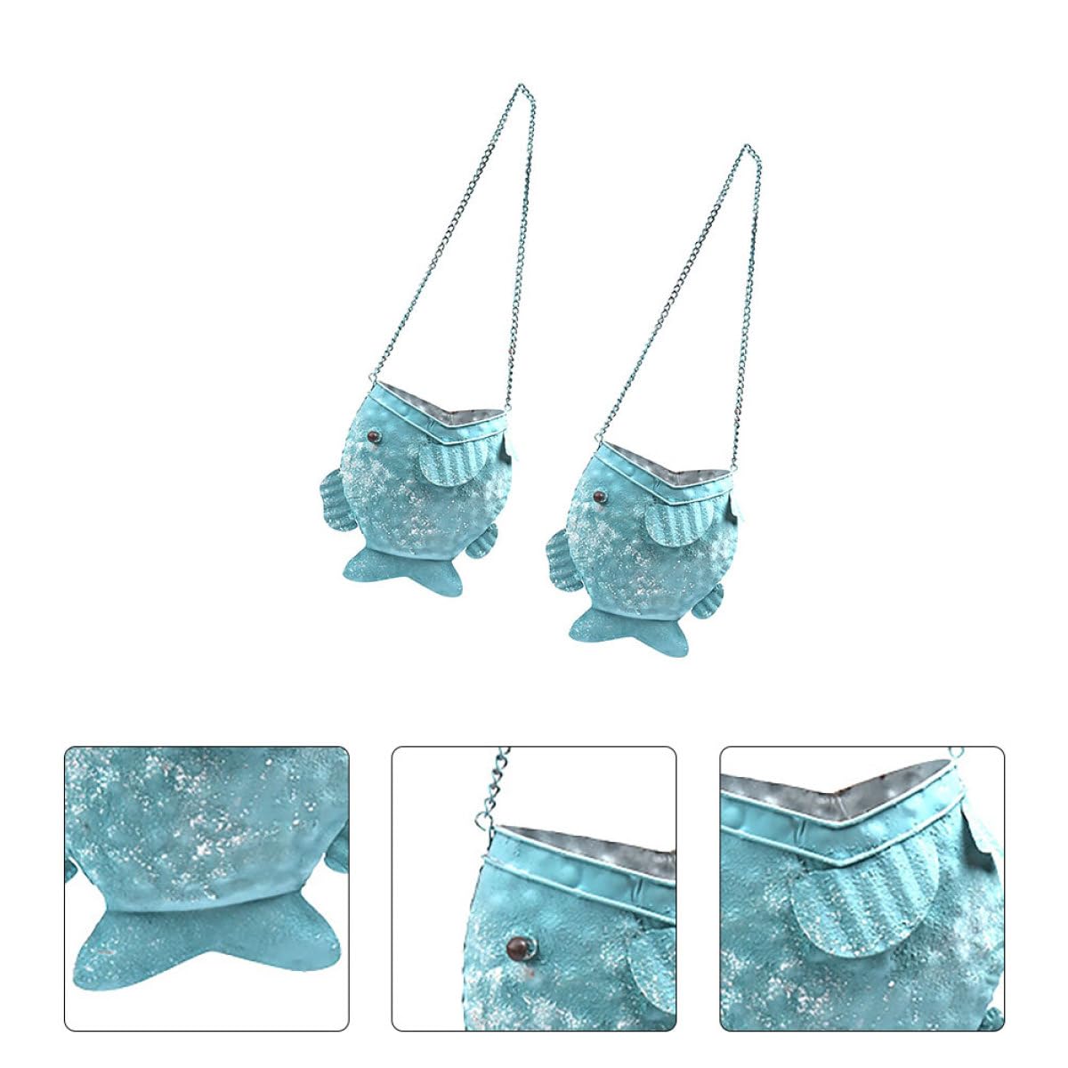Cesto da Parete Portafiori Bordi Arrotondati in Ferro a Forma di Pesce 2 Pezzi per Composizioni Floreali Eleganti Decorazione per Balcone e Ufficio