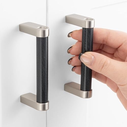 Miniatura 8 de ASKANO AK1301 - Paquete de 20 pomos negros moleteados para armario de cocina, manija redonda, herrajes sólidos para cajón, tocador, baño, tocador,