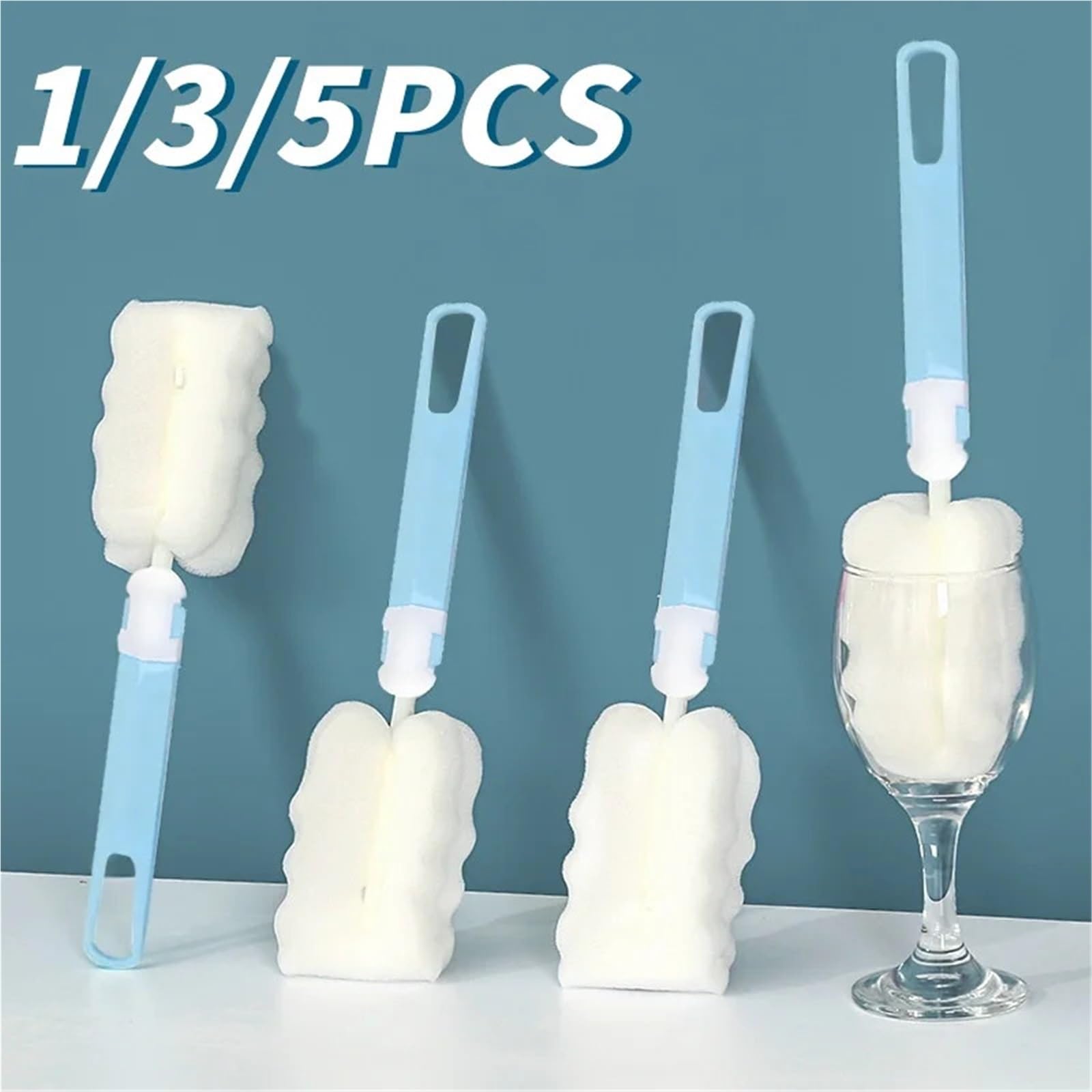 Goupillon Bouteille Brosse à éponge Douce à Long Manche, Brosse for Bouteille de Boisson, Verre de vin, Tasse en Verre, Outil de Nettoyage sans impasse pour la Cuisine(10PCS)