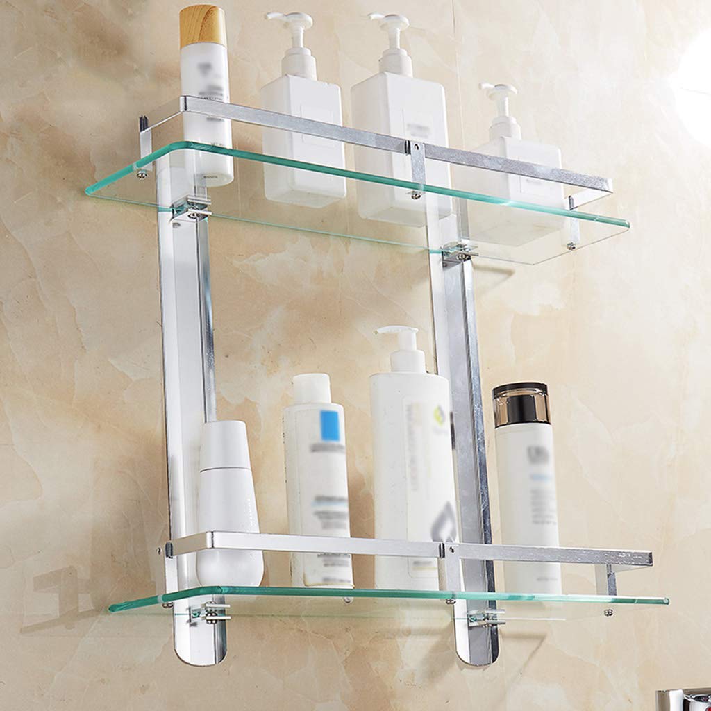 Estantes de baño exquisitos Bastidores de baño, Esquina de Ducha Estante de Vidrio Doble Marco de baño Montado en la Pared Estilo Moderno Marco de Ducha de Vidrio Templado Extra Grueso Baño