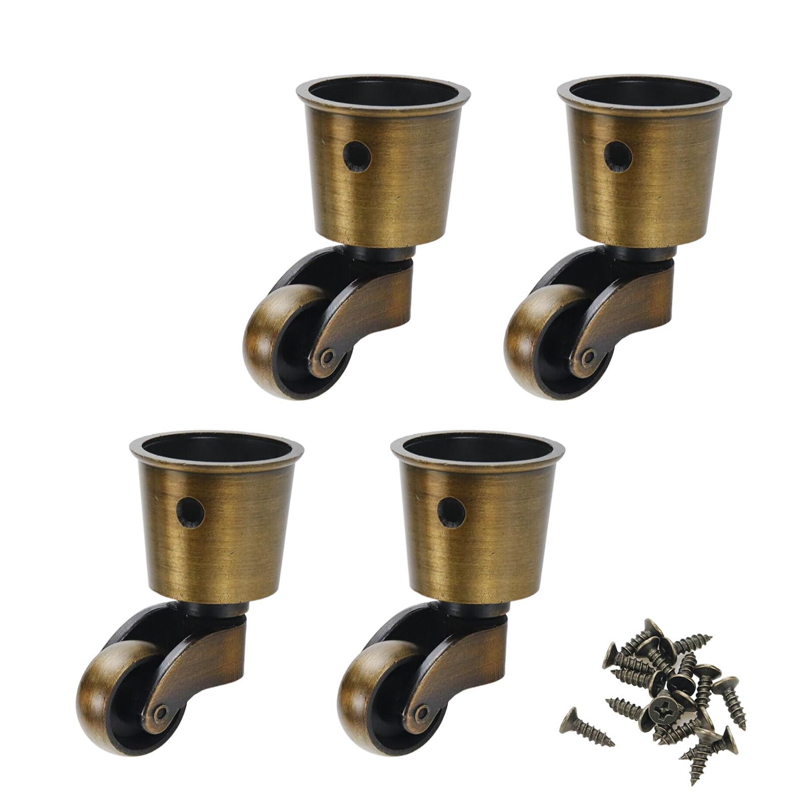 Pastlla 4 Pcs Vintage Furniture Wheel Dia Swivel Round Cup Caster Antique Bronze Zinc Alloy 360° Swivel Wheels Caster for Chair Table Shelf Furniture Leg, Light Bronze,0.98"
